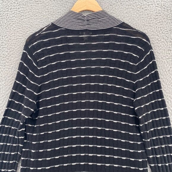 Chicos Sweater Womens 0 US Small Black White Striped Knit Cardigan Open Front - Picture 4 of 9